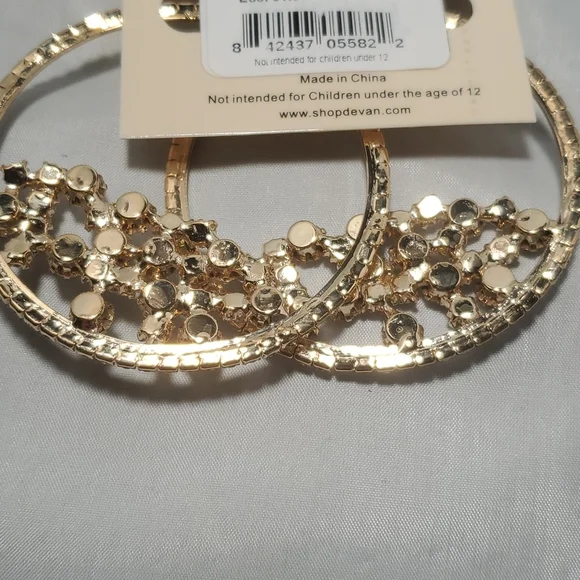 Devan gold rhinestone hoop earrings - Picture 4 of 4